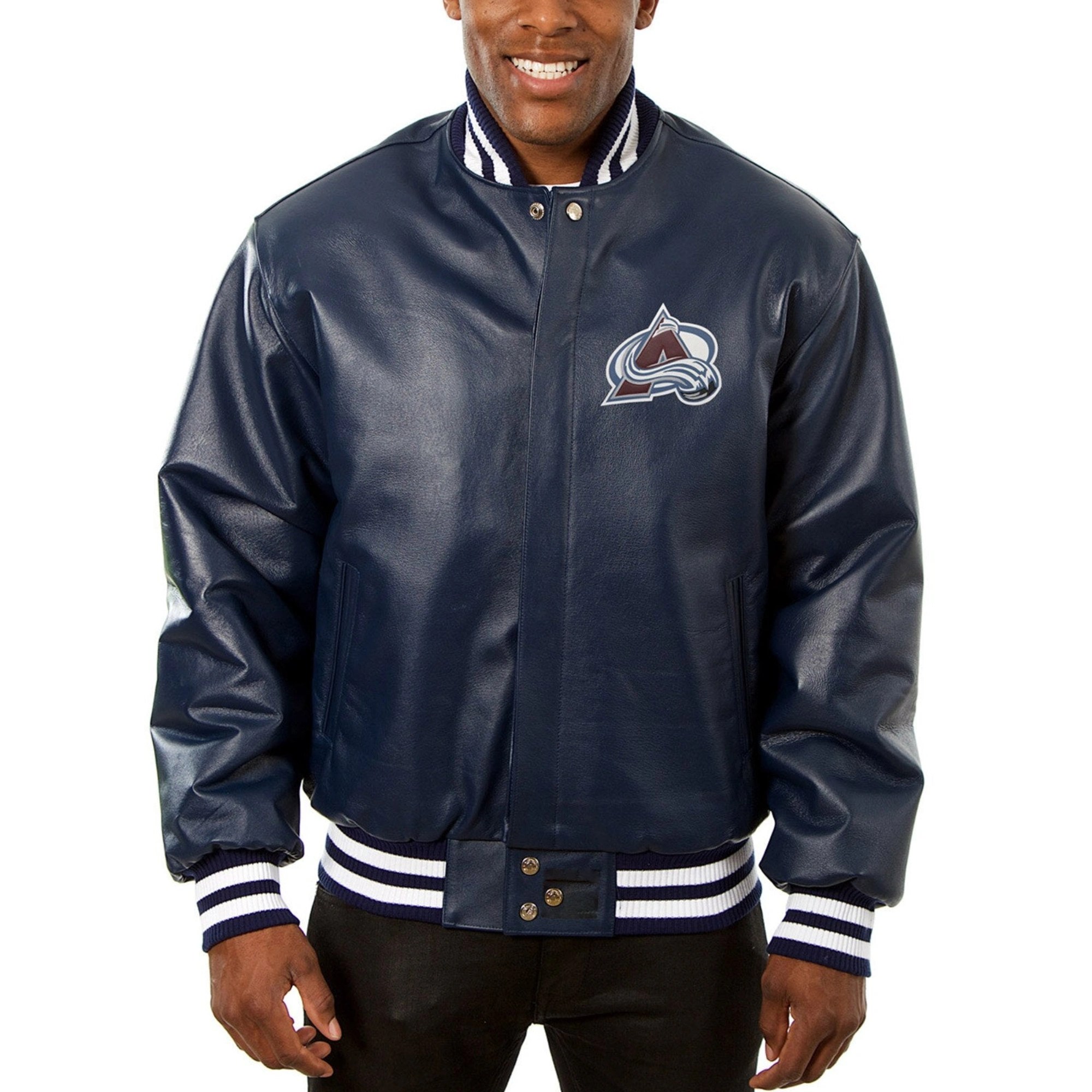 Colorado Avalanche Navy Full Leather Varsity Jacket