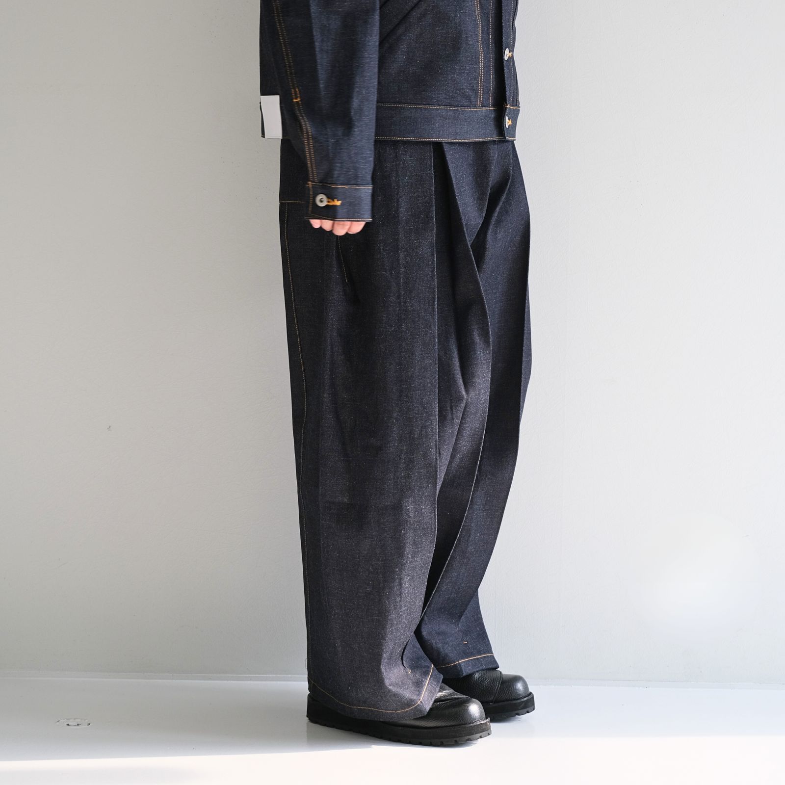 SAGE NATION - BOX PLEAT TROUSER RAW DENIM/ ボックスプリーツ