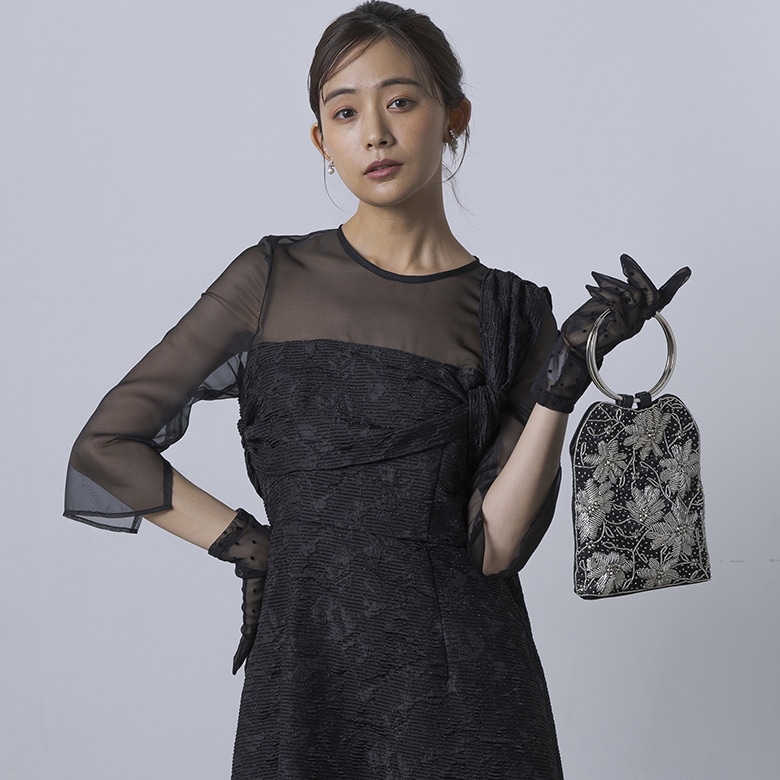 華やか花柄ビーズ刺繍ハンドバッグ/結婚式/二次会/パーティー