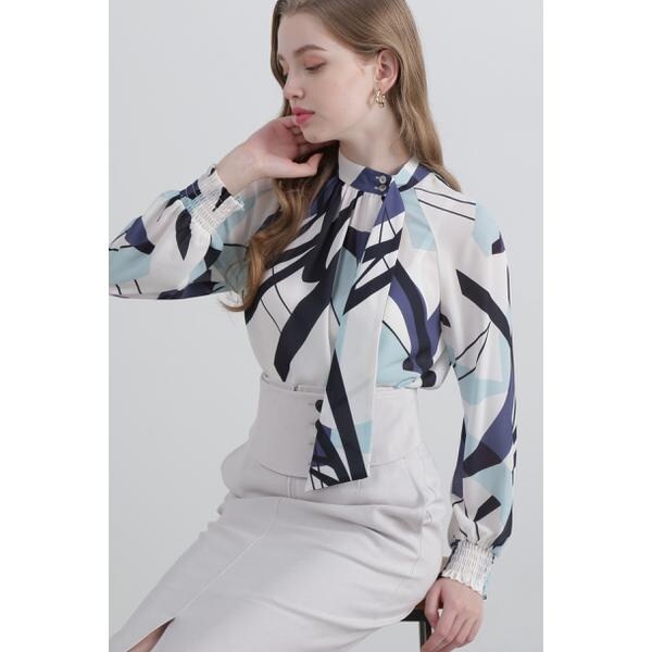 ◇ジオメトリックアートプリントブラウス | ピンキー＆ダイアン