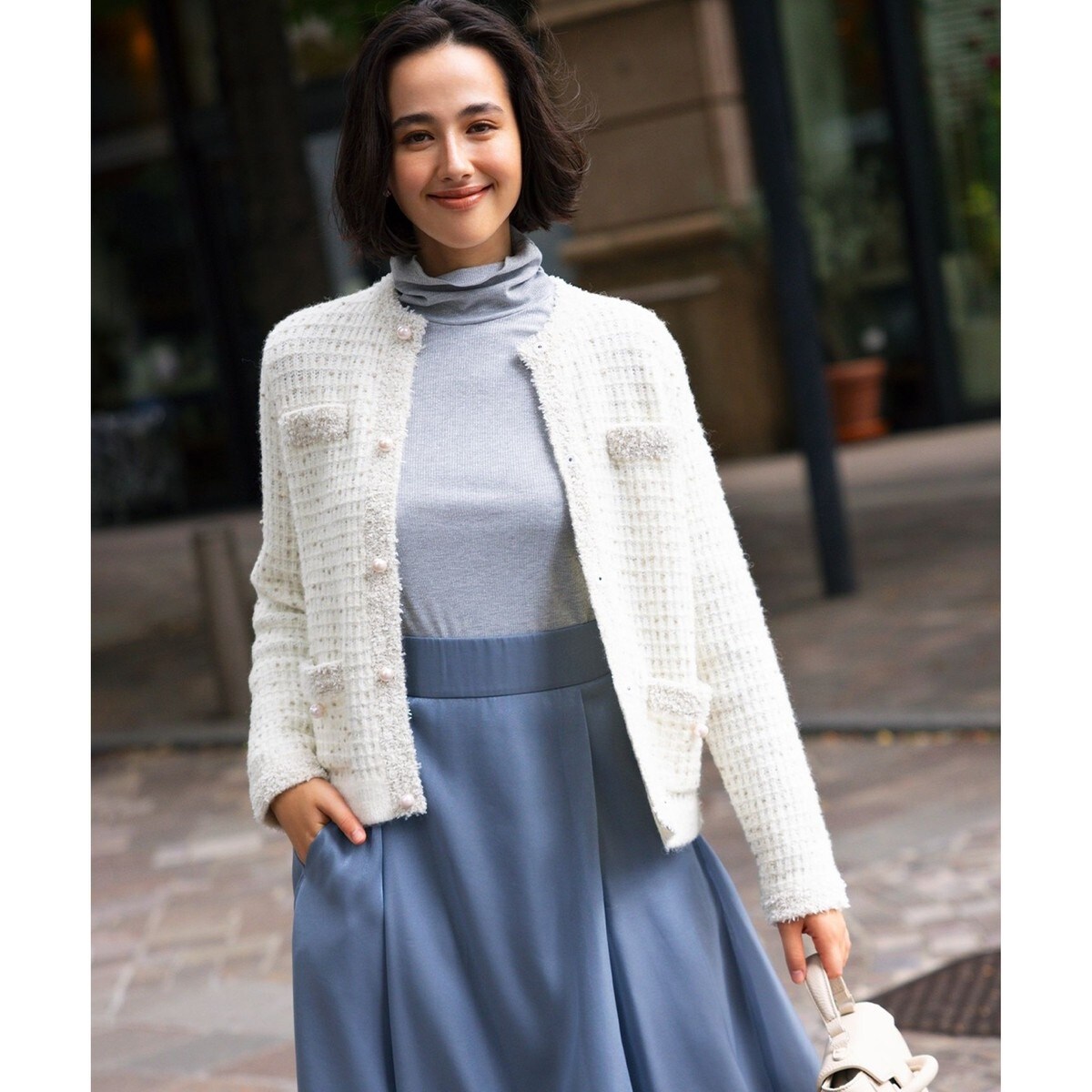 WEB限定】スノーネップツイード ニットジャケット | 組曲(KUMIKYOKU