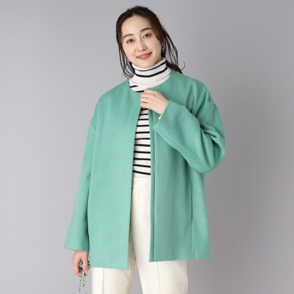 STORY web掲載／軽く羽織れるミドル丈】ノーカラー コクーンコート