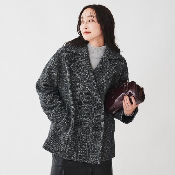 日本製ゆったり】ミドル丈へリンボンPコート | アンタイトル(UNTITLED