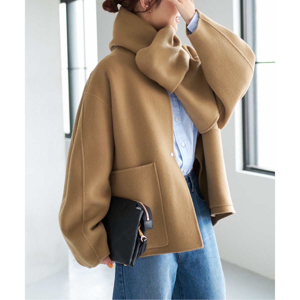 追加》ビーバーストール付きショートコート | スピック＆スパン(Spick