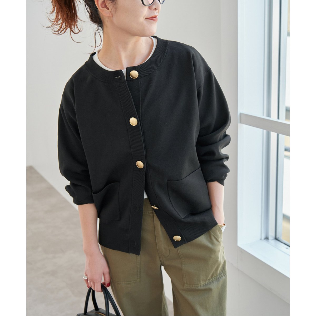 未使用スピックアンドスパン ダブルジャガード ビッグカーディガン