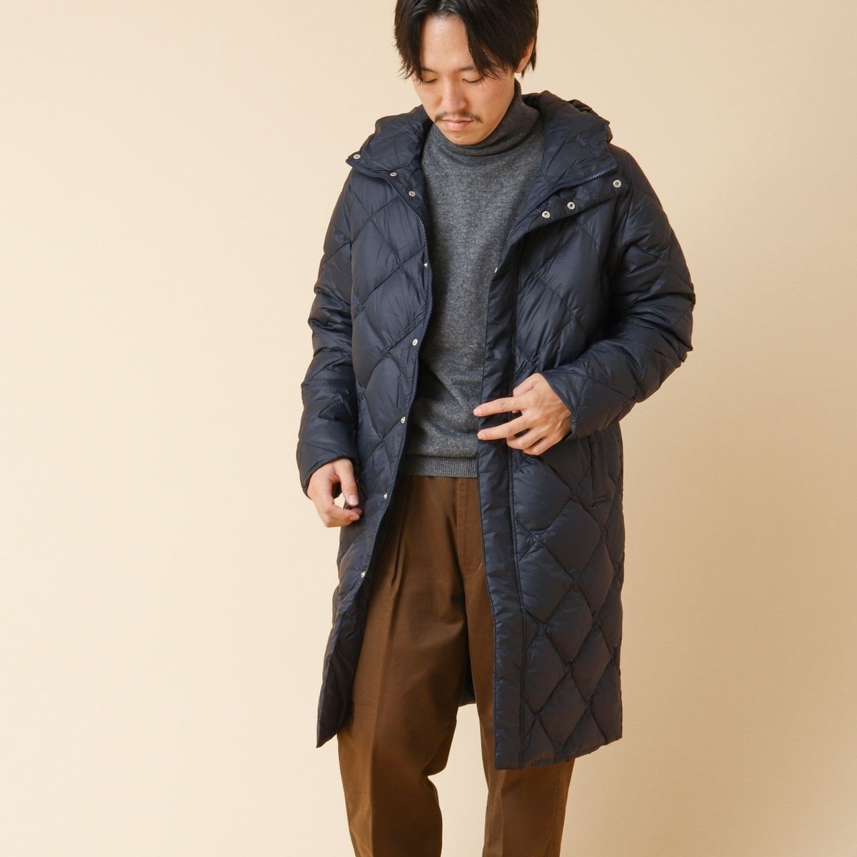 TAION/タイオン】シティ フード ロングダウンジャケット ダウンコート