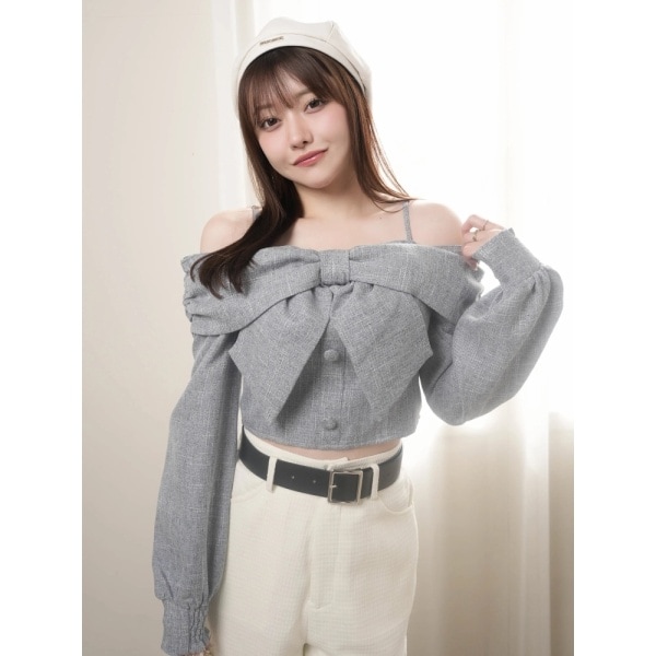 リボンオフショルロングスリーブトップス | リップサービス(LIPSERVICE