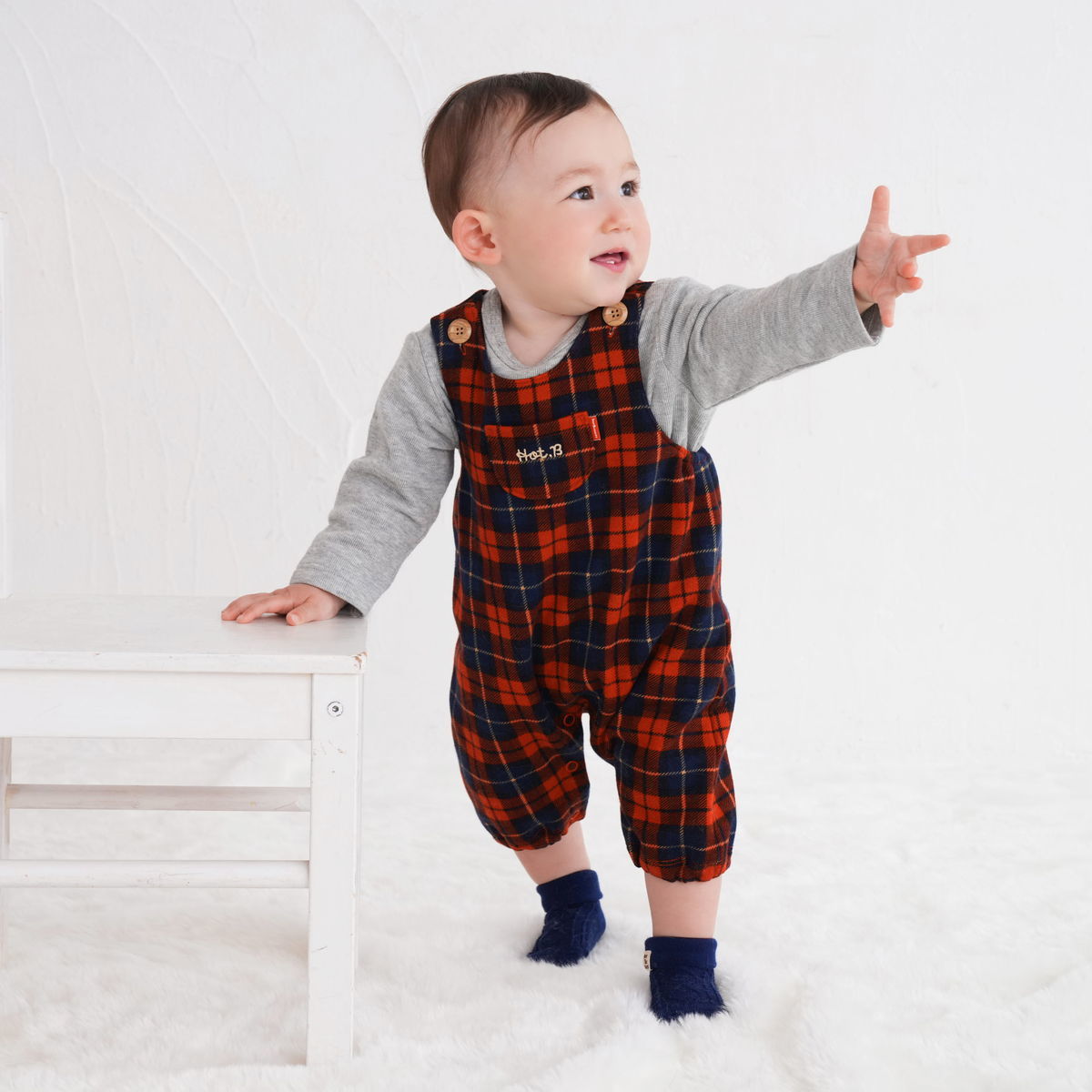 チェック柄 オーバーオール | ミキハウス ホットビスケッツ(MIKIHOUSE