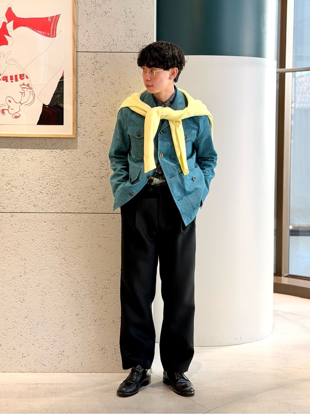 セール】 ウールデニムシャンブレー ダブルブレステッド4Bジャケット