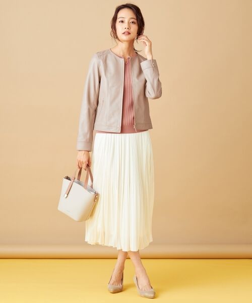 セール】 【本革】ノーカラーラムレザー ジャケット （ノーカラー