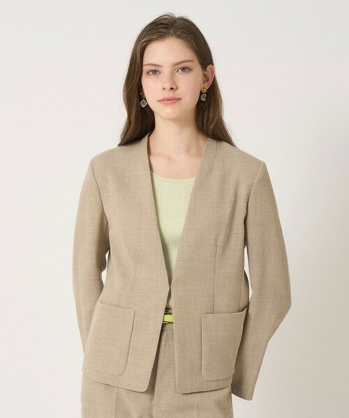 セットアップ対応商品】カラミリネンライクノーカラージャケット