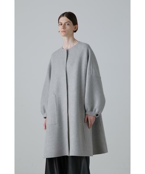 ◇カシミヤ混2TONEリバーノーカラーコート （アウター）｜ADORE