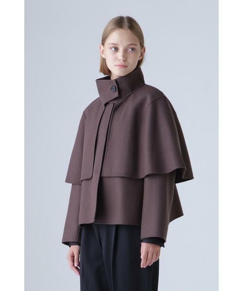 セール】 ライトリバーケープ付きノーカラージャケット （テーラード