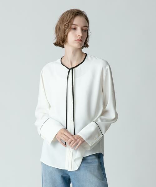 ジョーゼット細パイピングブラウス （シャツ・ブラウス