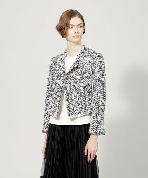 セール】 ラメファンシーツィード ノーカラージャケット （ノーカラー