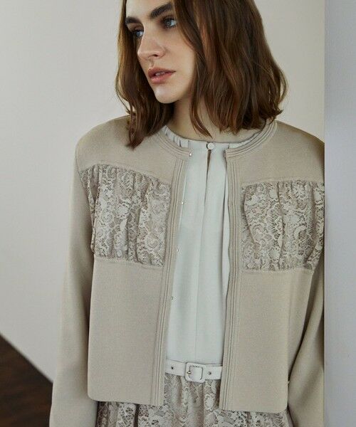 セール】 グロッシーレースコンビ ニットカーディガン （ニット