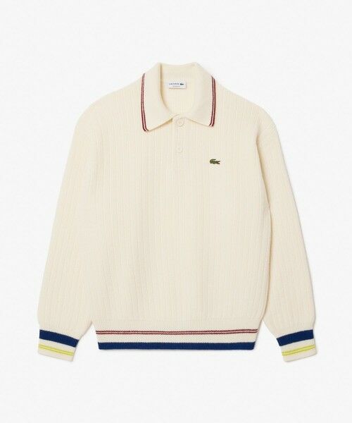 セール】 ウール 配色ボーダーニットポロセーター （ニット・セーター