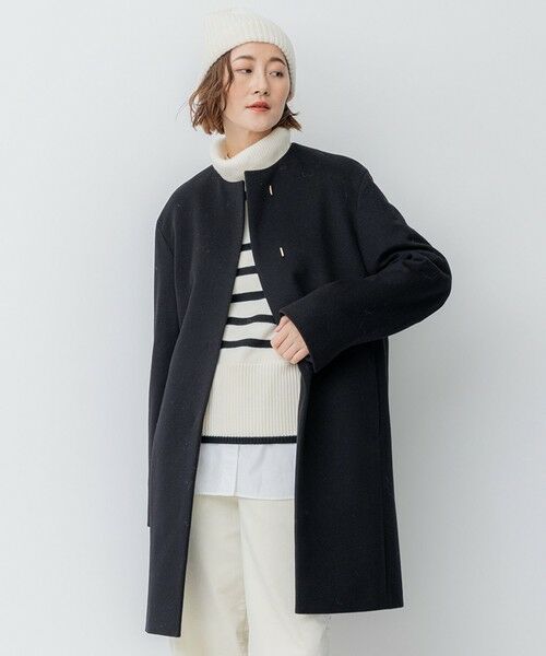 セール】 ウールカシミヤビーバー ノーカラー コート （その他アウター