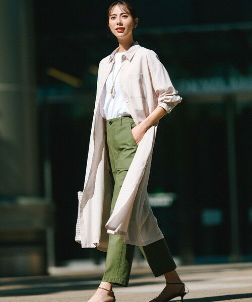 セール】 【洗える】シアーマットクロス ロング シャツ （シャツ