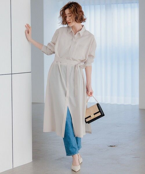 セール】 【洗える】シアーマットクロス ロング シャツ （シャツ