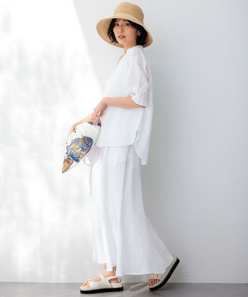 セール】 【洗える】LIBECOリネン デザインスリーブ ブラウス （シャツ