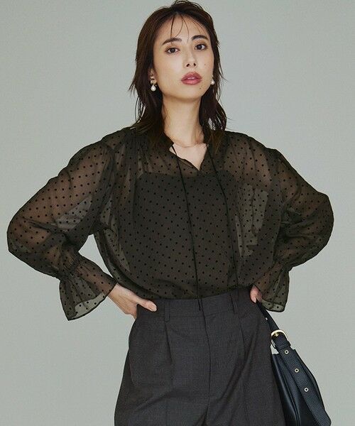 セール】 【洗える】クレープドットフロッキー ブラウス （シャツ