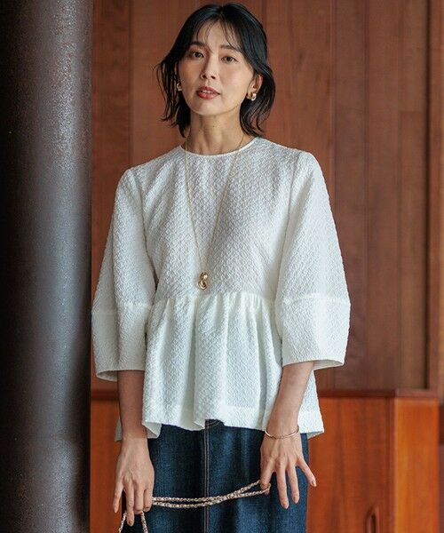 セール】 【一部店舗限定/洗える】プレザンスジャカード ペプラム