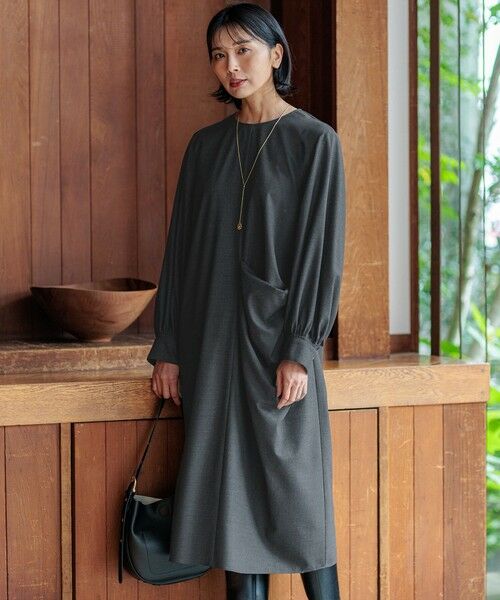 セール】 【洗える】TWマットクロス ワンピース （ロング・マキシ丈