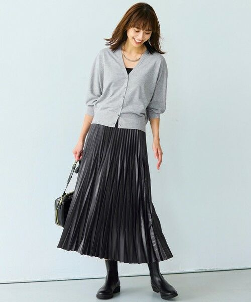 セール】 【洗える】レザーライクプリーツ スカート （ロング・マキシ