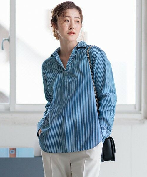 セール】 【Oggi4月号掲載/洗える】CANCLINI スキッパー シャツ