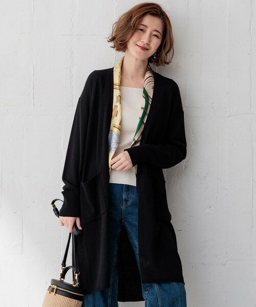 セール】 【洗える】リネンシルクブレンド カーディガン