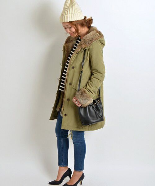 セール】 【人気】ラビットファーモッズコート◇ （ミリタリー