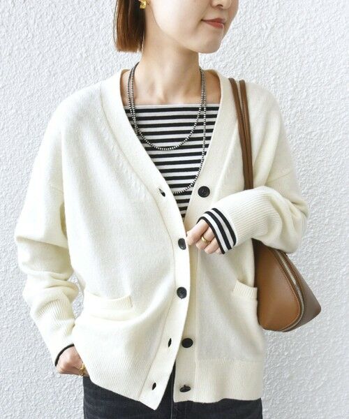 セール】 〈手洗い可能〉7G ウール カシミヤ Vネック カーディガン