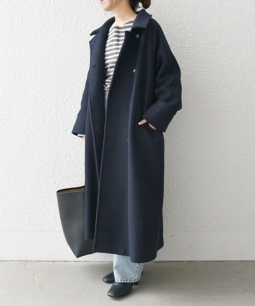 セール】 SHIPS any: スタンド & ダブル カラー ロング コート