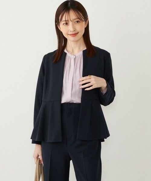 SHIPS Colors:ストレッチ ジョーゼット ペプラム ジャケット