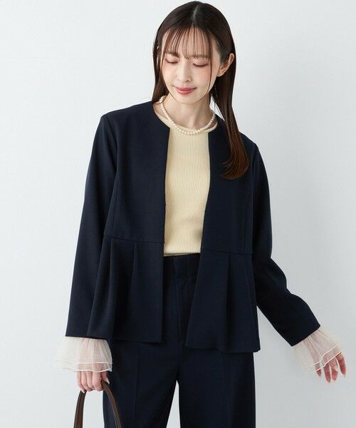 SHIPS Colors:ストレッチ ジョーゼット ペプラム ジャケット