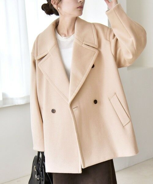 セール】 quaranciel: PURE WOOL ダブルブレスト テーラード ハーフ