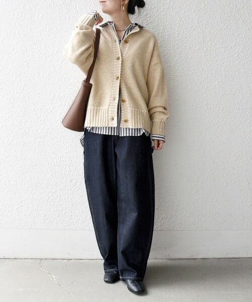 SHIPS any:〈手洗い可能〉ステッチ デザイン ルーズ ニット