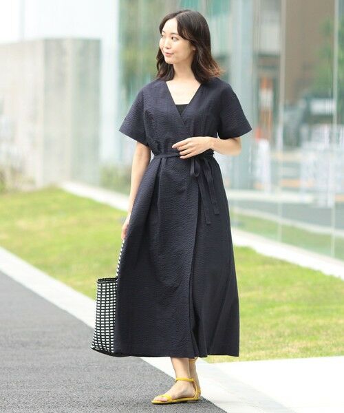 セール】 SHIPS any:サッカーラップワンピース （ミニ丈・ひざ丈