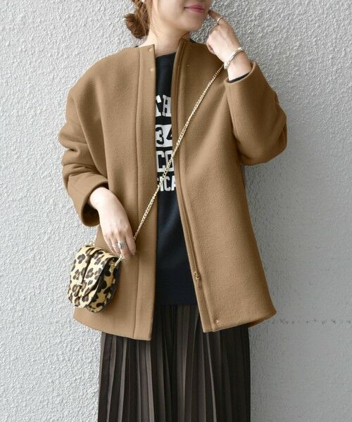 セール】 SHIPS any: ノーカラー ミディ コート(ベージュ) （その他