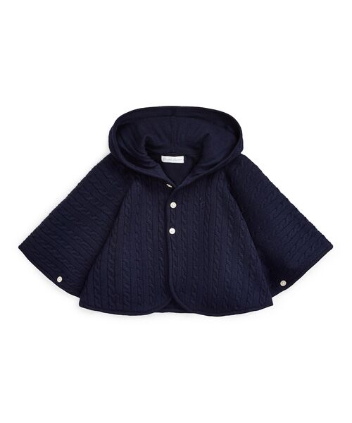ベビー)ケーブルニット ウール フーデッド ポンチョ （ポンチョ