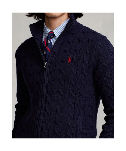 ケーブルニット コットン フルジップ セーター （ニット・セーター
