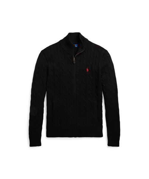 ケーブルニット コットン フルジップ セーター （ニット・セーター