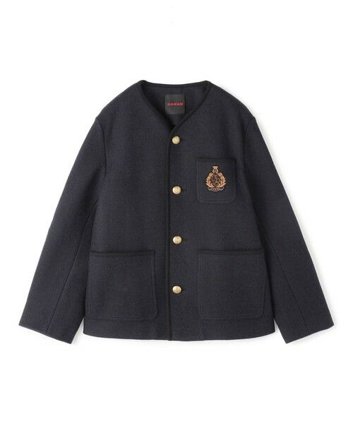 CABaN ウールコットンダブルフェイス カラーレスジャケット （ダッフル