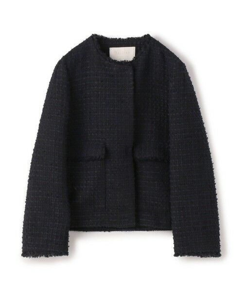 セール】 ミックスヤーンツイード ノーカラージャケット （ノーカラー
