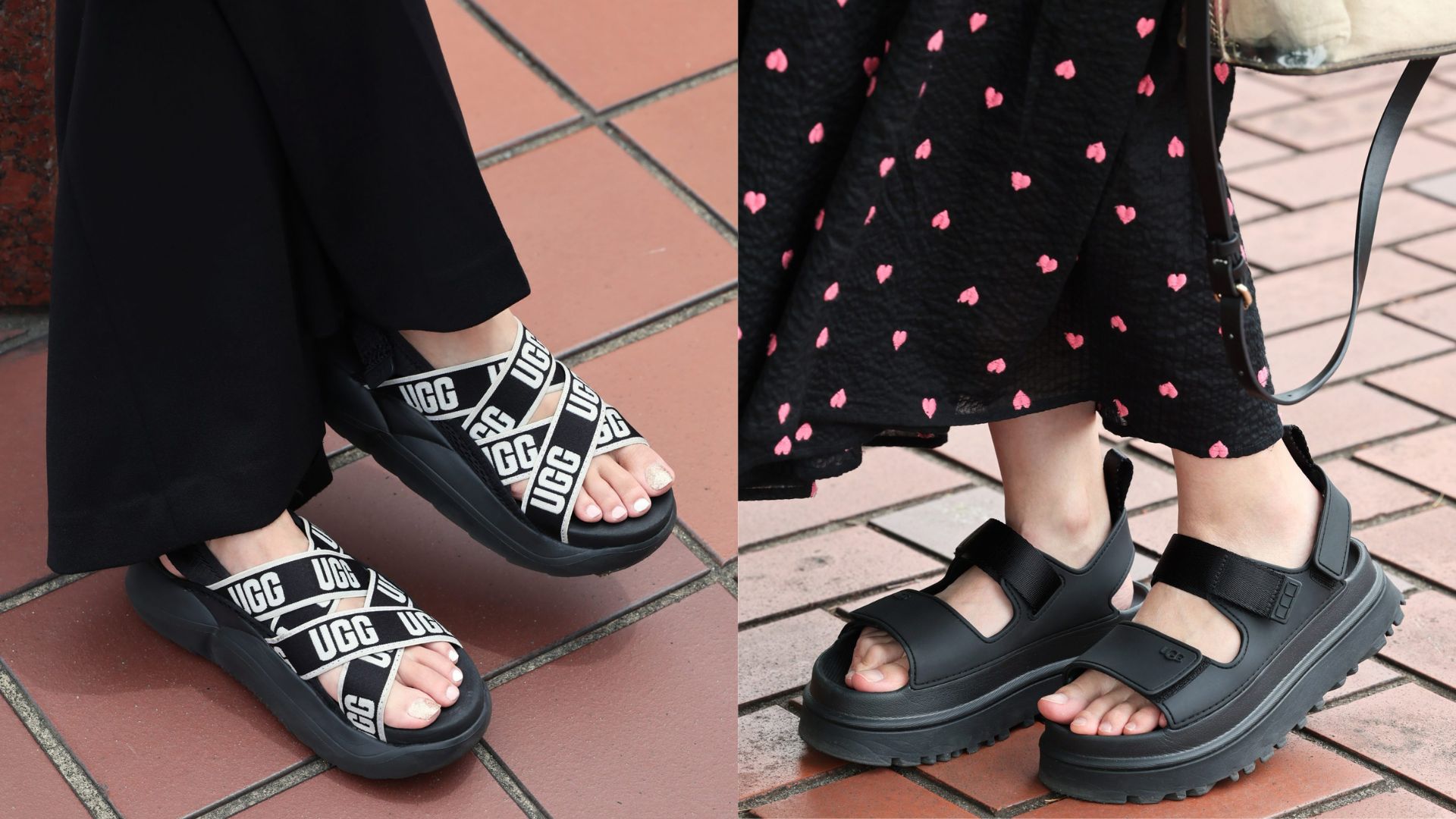 今年は【UGG】が人気！夏のママコーデに「厚底黒サンダル」が使える | VERY