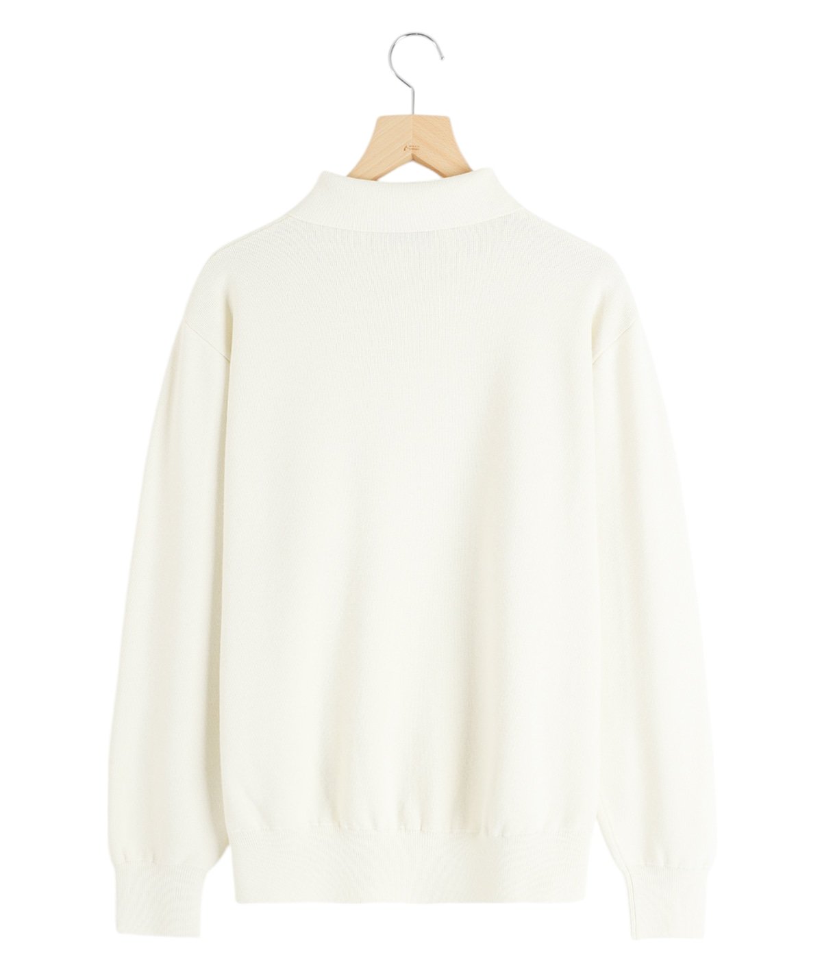 long sleeve polo sweater - Paper/High twisted wool Half milano rib