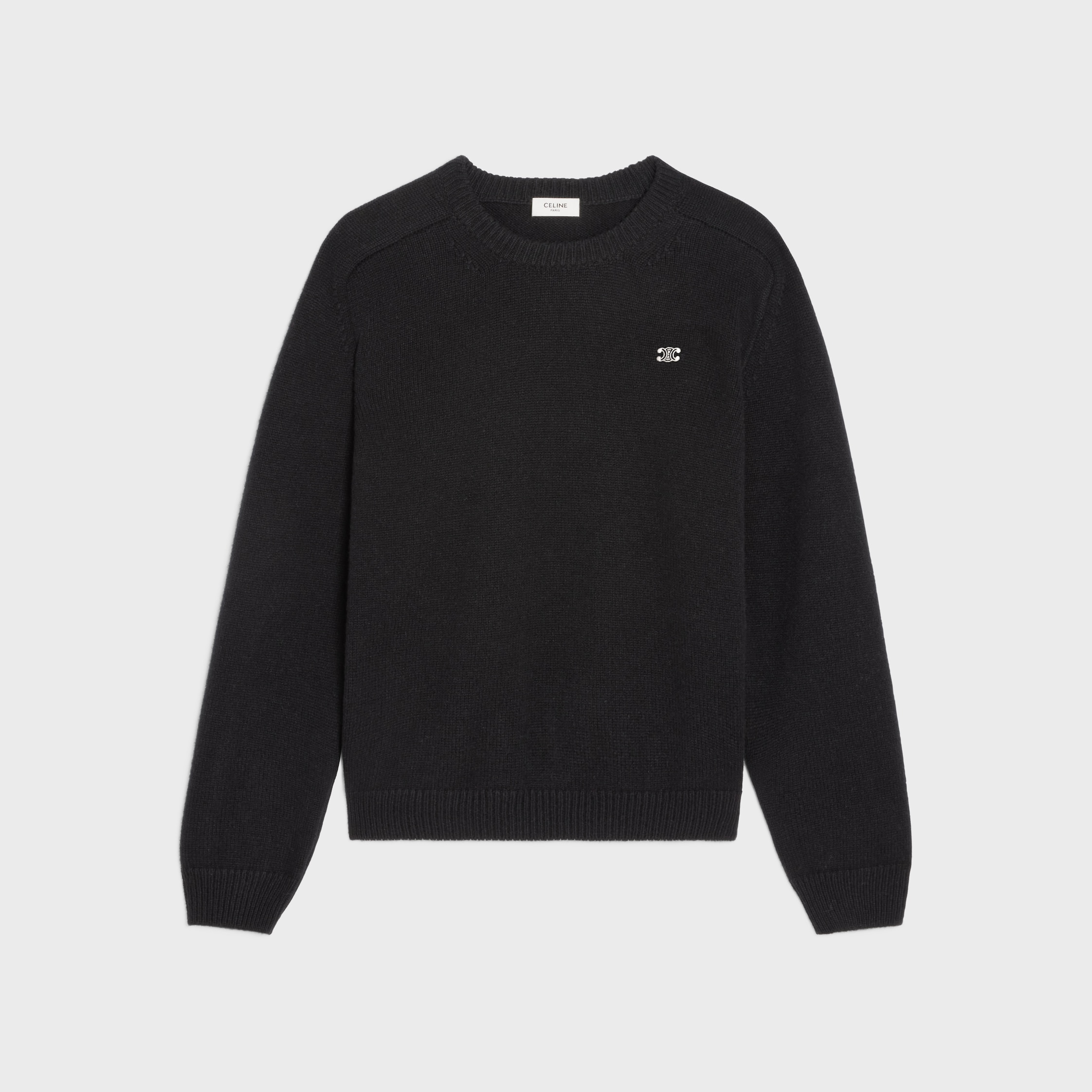 triomphe crew neck sweater in wool and cashmere - BLACK / OFF