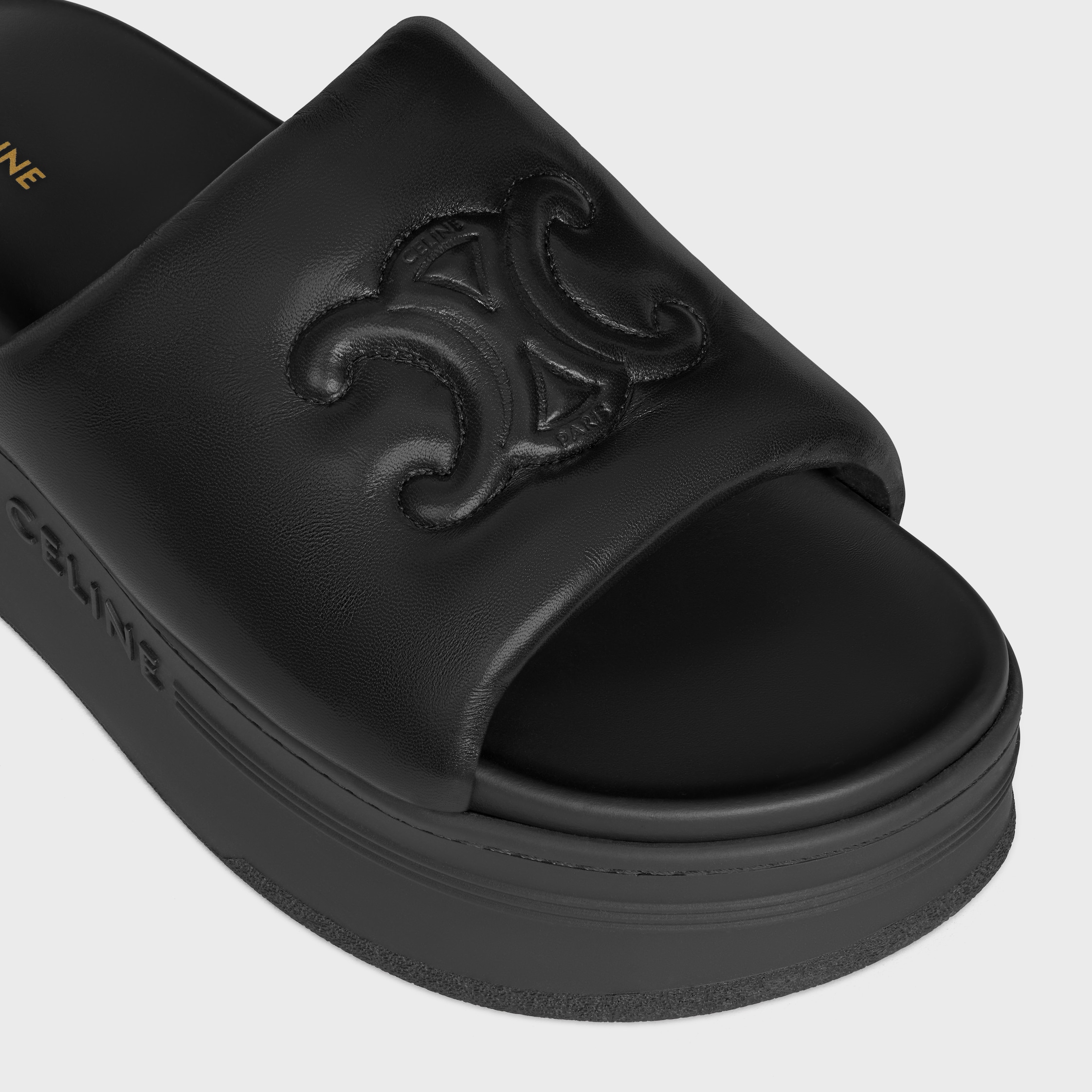 CELINE ブロックスライド トリオンフ / ラムスキン - ブラック | CELINE