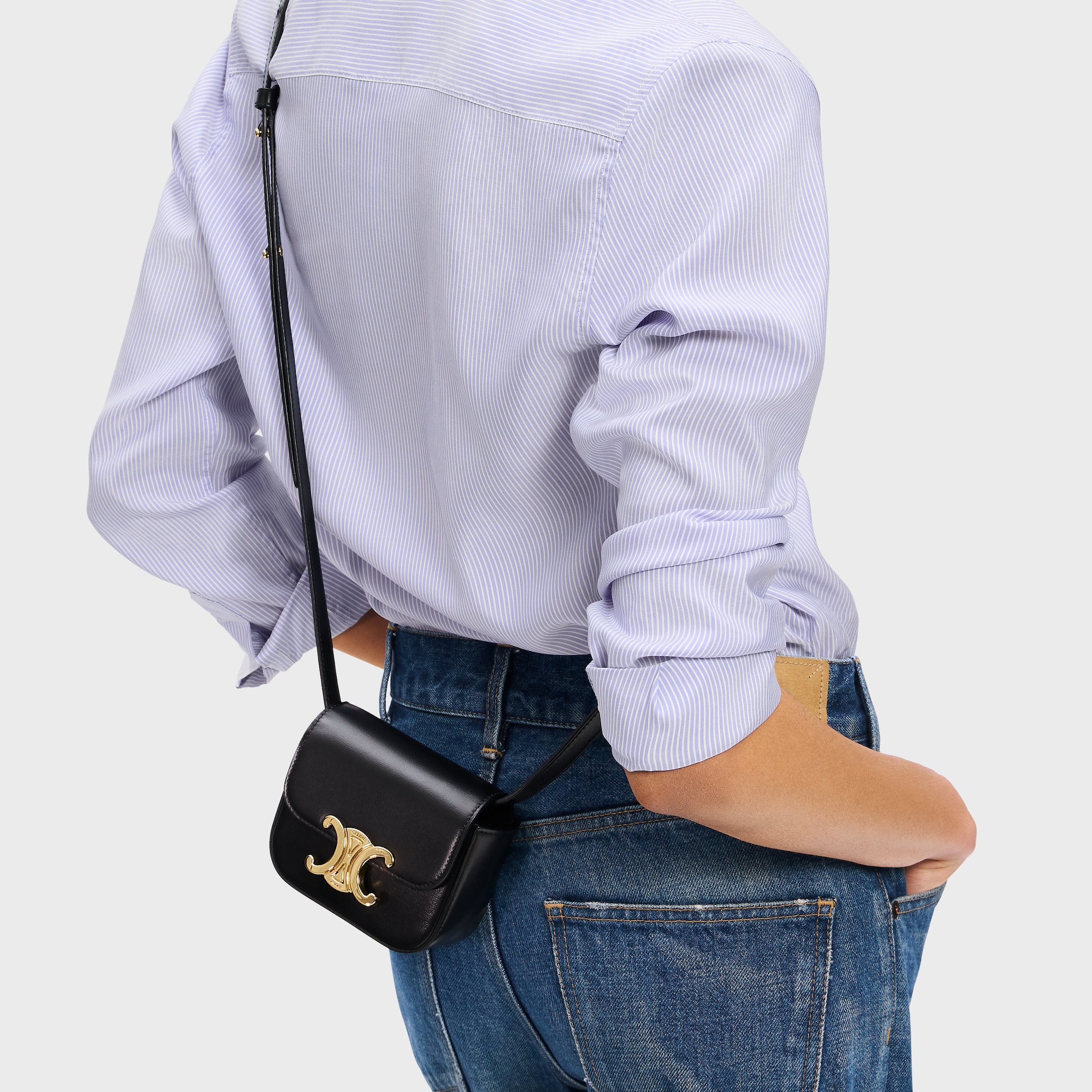 MINI CLAUDE IN Shiny calfskin - BLACK | CELINE